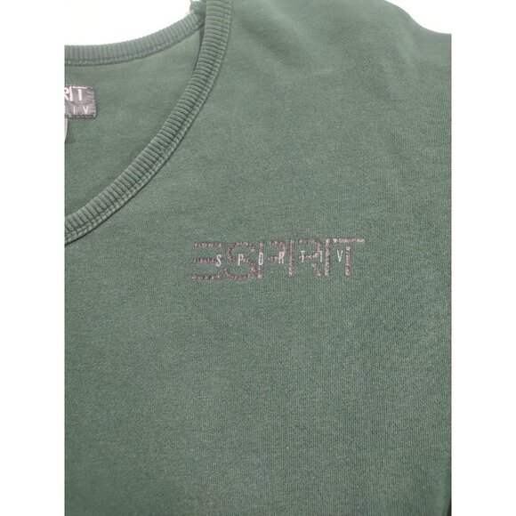 Vintage 90s Esprit Sportiv Spellout Usa Made V Neck Preppy Green Sweatsh… - Picture 6 of 6